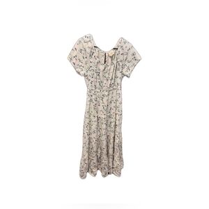 Cottagecore Ditsy Floral Midi Dress Size Medium Linen & Cotton Blend Feminine